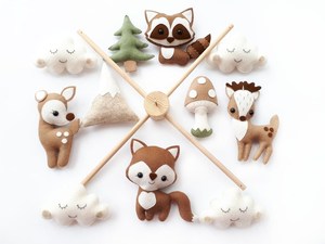 Animaux de la forêt <span class=keywords><strong>mobile</strong></span> pour bébé cadeau de douche de bébé nouveau cadeau pour bébé animaux en feutre jouet <span class=keywords><strong>mobile</strong></span> forestier forestier - Product Image 6