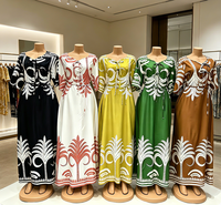 Nouvelle Arrivée 2025 – Robe Ample Plissée Personnalisée Style Hawaïen Polynésien Tribal pour Femme avec Volants Superposés et Manches Courtes Bouffantes