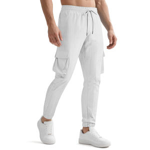 Pantalones cargo nuevos para hombre, cintura elástica con cordón, múltiples bolsillos, transpirables, deportivos, casuales, largos. - Product Image 1