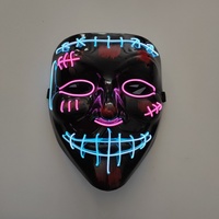 Masque lumineux LED à lumière froide en PVC noir en forme de V pour le front, idéal pour Halloween, carnaval, déguisement de rue, style d'ambiance horrifique et amusant