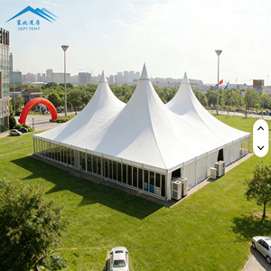 Lüks Açık Hava Alüminyum Çerçeveli Yüksek Tavanlı Karma Tip Çadır, Su Geçirmez PVC Büyük Düğün Parti Etkinlik Çadırı, Temperli Cam Duvarlarla - Product Image 3