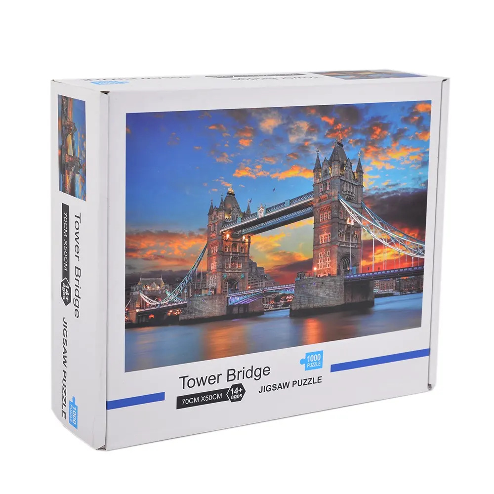 Groothandel Volwassen Kids Games Gepersonaliseerde Custom Papier 1000 Stuks Wereldberoemde Landmarks London Bridge Puzzel