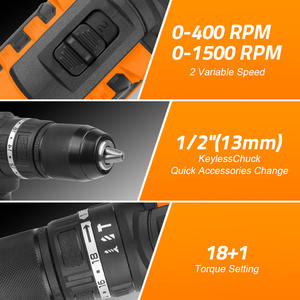 Perceuse électrique rechargeable 21V Ensemble de tournevis sans fil Petite perceuse à main en acier inoxydable Lithium <span class=keywords><strong>Pro</strong></span> - Product Image 5