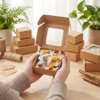 Boîte en papier kraft avec fenêtre, boîte cadeau carrée, petites boîtes en papier pour savon artisanal et bonbons, pour présentation en magasin et emballage personnalisé