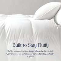 Couette en duvet de canard ultra chaude de luxe OEM, enveloppe 100 % coton, puissance de remplissage 750, construction à compartiments, écologique et respirante