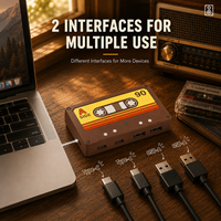 Hub USB Retro con Diseño de Cinta Magnética, Interfaces de Expansión para Computadora, Estación de Acoplamiento, Transferencia de Datos, Multi-Puerto, Tipo C