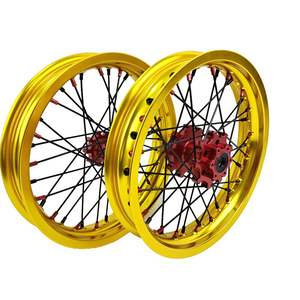 Juego de llantas para <span class=keywords><strong>bicicleta</strong></span> eléctrica de <span class=keywords><strong>14</strong></span> pulgadas aptas para Sur Ron Light Bee X 2019-2022 Red Hub Gold Rim - Product Image 3