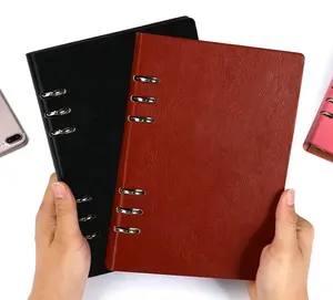 2020 Hot sell 6 Ring Binder A5 Pu Leather Cover Organizer Agenda Planner Diary Notebook With Gift Set