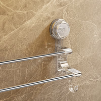 Porte-serviettes mural à 2 niveaux, fixation par ventouse, sans perçage, barre chromée pour salle de bain, cuisine, buanderie, gain de place, usage domestique