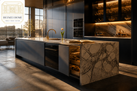 Meubles de cuisine sur mesure pour toute la maison, design moderne à dalles plates, modulaire, fabrication OEM directe d'usine, charnières à fermeture douce, panneaux écologiques