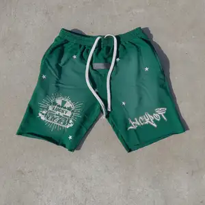 Pantalones cortos de felpa francesa gruesos para correr con cordón lavado ácido de alta calidad al por mayor con logotipo personalizado para hombre