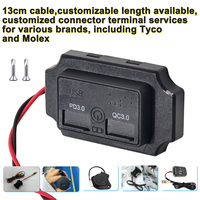Interruptor táctil de montaje empotrado personalizado de 48W para moto, botón de encendido/apagado, puerto USB dual tipo A y USB C, toma de corriente para coche de 12V/24V