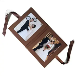 factory hardcover cheap folding handmade linen fabric leather velvet image picture holder photo frame wedding