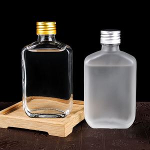 Bán Buôn Kính Phẳng <span class=keywords><strong>50Ml</strong></span> 100Ml 300Ml 500Ml Rượu Vang Bia Chai Whisky Chai Brandy Vodka Chai Thủy Tinh Với Nhôm Vít Nắp - Product Image 4