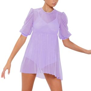 Robe de <span class=keywords><strong>danse</strong></span> lyrique MiDee pour femmes adultes avec manches bouffantes courtes, jupe plissée et justaucorps pour spectacle sur scène - Product Image 4