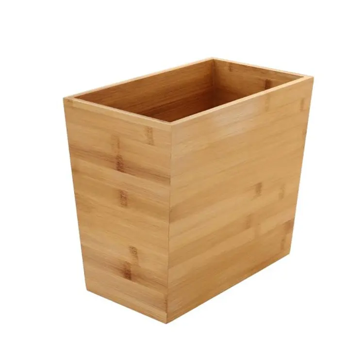 Cesta de basura de bambú ecológica Rectangular, cubo de basura estrecho, papelera de madera para Baño