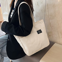 Sac fourre-tout en toile de coton biologique de grande capacité, couleur unie, sac à main décontracté, sac à bandoulière, sac de plage en coton pour femmes