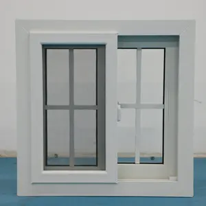 白色澳洲华裔网格定制双层玻璃窗Upvc推拉窗