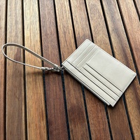 Bagus wanita ramping RFID kartu kasus pemegang gelang Zip ID Case dompet kecil kulit dompet koin dompet dengan gantungan kunci