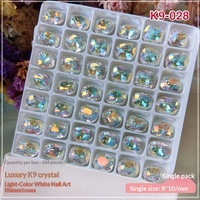 Aksesoris Seni Kuku K9 Crystal Diamond dengan Aurora Magic Mirror Finish Bentuk Persegi, Hati & Bulat Desain Warna-warni
