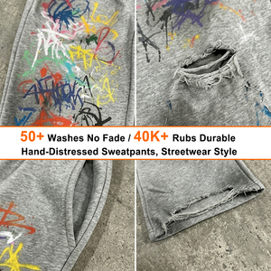 Pantalones Deportivos Holgados de Felpa Francesa para Hombre, Estilo Urbano Personalizado, con Logotipo Estampado Vintage, Pantalones Jogger Anchos y Rectos - Product Image 2
