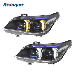 Thích hợp cho 03-10 Bmw 5 Series <span class=keywords><strong>E60</strong></span> Đèn pha lắp ráp sửa đổi Fang phong cách <span class=keywords><strong>LED</strong></span> kép màu sắc ban ngày chạy ánh sáng ống kính ánh sáng - Product Image 1