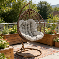 Meubles d'extérieur sur mesure Chambre à coucher Salon Balcon Jardin Balançoire en rotin pliable Balançoire suspendue Chaise œuf avec support