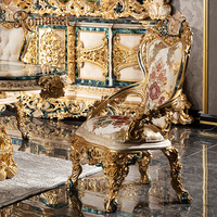 Ensemble de meubles de salle à manger de style noble turc, style baroque royal, bois massif, table et chaises faites à la main, luxe