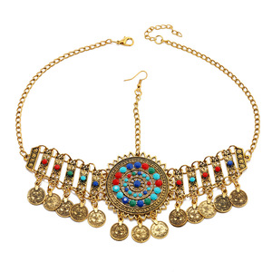 2312 Ensemble de coiffure rétro romantique de style national, pour costume Han ancien, style exotique, avec décoration de front, chaîne, boucles d'oreilles et bracelet pour femme - Product Image 3