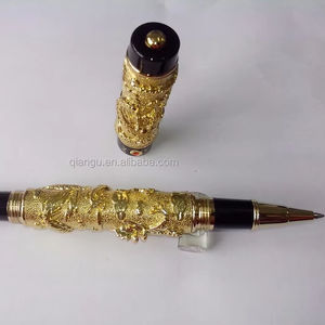 Bella penna stilografica d'oro Jinhao "doppi draghi che giocano con la perla" - Product Image 5