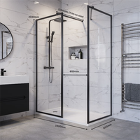 Paroi de douche en verre trempé cannelé Oumeiga 90*200cm, design moderne sans cadre, épaisseur 8mm pour salle de bain ou hôtel