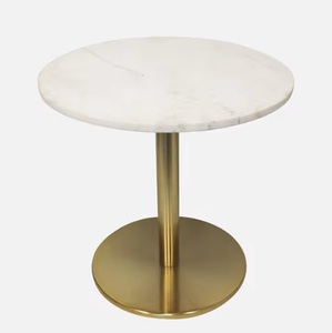 ห้องนั่งเล่นโต๊ะข้างเหล็กสีทองและหินอ่อนสีขาวโต๊ะโค้งมน โต๊ะข้างโซฟาเหล็กเกรดพรีเมี่ยม คุณภาพมาตรฐาน - Product Image 3