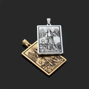 Popular Europeo Americano Vintage Acero inoxidable 22 piezas <span class=keywords><strong>Tarot</strong></span> colgante, 18K chapado al vacío titanio hombres collar suministros N30 - Product Image 5