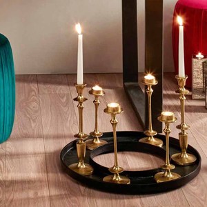 Bougeoirs modernes au design moderne et fini or Centres de table pour mariage Bougeoir en T en aluminium pour décoration de mariage - Product Image 2