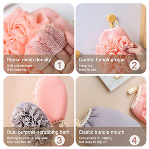 Baño Loofah Cuerpo Esponja Cepillos <span class=keywords><strong>Spa</strong></span> Puf Luffa Exfoliante Baño Guante Ducha Depurador Guante Manopla Almohadilla de limpieza con flor - Product Image 3