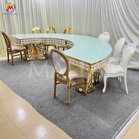 Juego de Sillas y Mesa de Comedor de Vidrio y Acero Inoxidable para Bodas, de Lujo y Modernas, para Uso en Exteriores, Duraderas y Fáciles de Limpiar