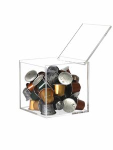 Acryl op maat gemaakte, zeer transparante, stofdichte display-vierkante capsule voor koffie, cosmetica en bureau-opbergdoos, JXD merkmodel - Product Image 5