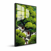 Art mural moderne en porcelaine cristalline 30x40cm, peinture de paysage brillante HD avec cadre en aluminium noir pour la décoration de la maison et du salon