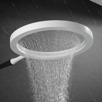 Pommeau de douche mural encastré moderne en laiton poli, design monocommande, avec valve en céramique et jets de massage pour salle de bain