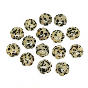 Pierre précieuse naturelle Jaspe Dalmatien en forme de tournesol, sculptée à la main, 12 mm, breloque fleur en cristal pour la fabrication de bijoux, prix de gros en vrac - Product Image 1