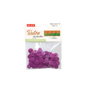 Fermagli a scatto in plastica Ilan da 12 mm viola, 20 pezzi per abbigliamento - Product Image 2