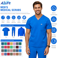 Ensemble de tenue médicale 3 pièces pour homme : haut à col en V, pantalon jogger et veste, tissu extensible 4 directions, uniforme d'hôpital