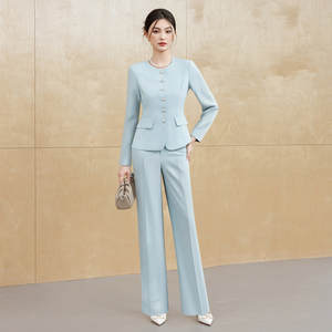 Ensemble de costume ajusté uni pour femme, nouvelle collection automne-hiver, design coréen haut de gamme, élégant, tendance, professionnel, pour le travail et les déplacements - Product Image 1