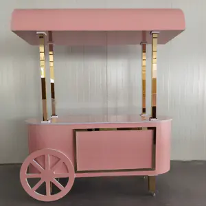 High Quality Wooden Candy Sweet Bar Cart Showcase Candy Carts Event Display Cart Wheel for Sale
