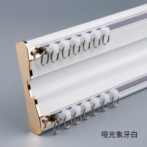 Rail de rideau <span class=keywords><strong>double</strong></span> en alliage d'aluminium écologique, système de rail coulissant silencieux à montage au <span class=keywords><strong>plafond</strong></span> personnalisé pour la décoration intérieure - Product Image 5