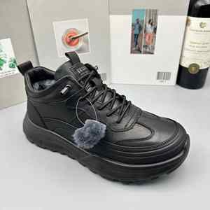 Winter Outdoor Casual Shoes for Men Genuine Leather Wool Warm Boots with Fleece Lining Thickened & Non-slip Snow Boots - Product Image 2