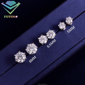 High Quality 925 Sterling Silver <b>Stud</b> <b>Earrings</b> for <b>Men</b> Women 5mm - 8mm 6 Prong Push Back Gold Silver Plated Moissanite <b>Earring</b> - Product Image 4