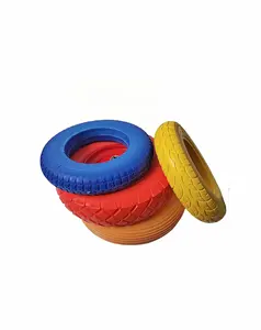 10 дюймов pu пены колесо резиновое плоское свободное колесо с пластиковым центром спицы