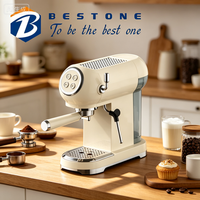 Cafetera Espresso Semiautomática Retro de 15 Bares, Cafetera Eléctrica de Goteo con Espumador de Leche para Hogar y Hotel