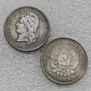 ARGENTINA 1881,1882,1883 50 CENTAVOS Monete Commemorative in Stile Antico, Regali, Decorazione per la Casa - Product Image 3